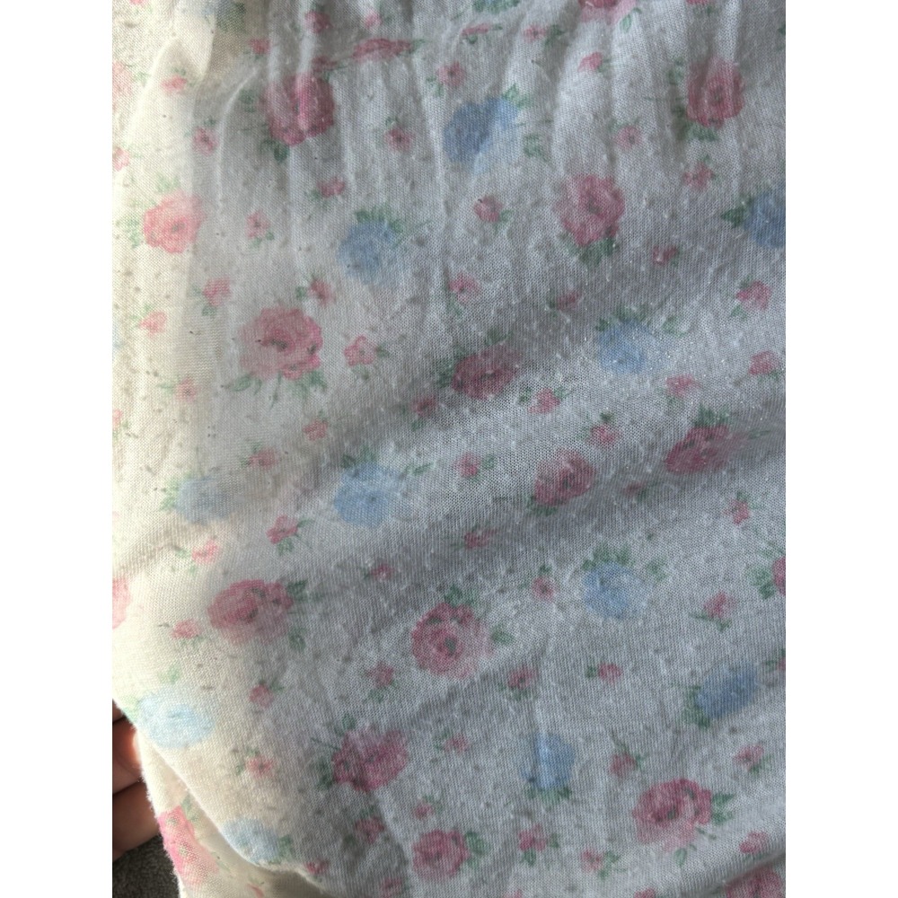 Vintage Miss Elaine Nightgown Floral Lace Cotton Balloon‎ Sleeve Large Flawed - Picture 10 of 12